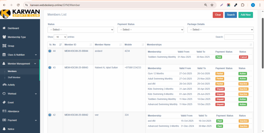 Gym Managment Software